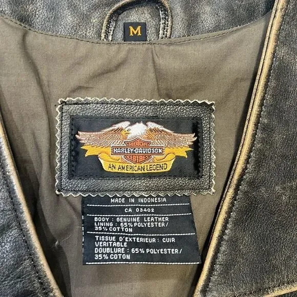 Harley Davidson men leather bronco vest - Picture 2 of 7